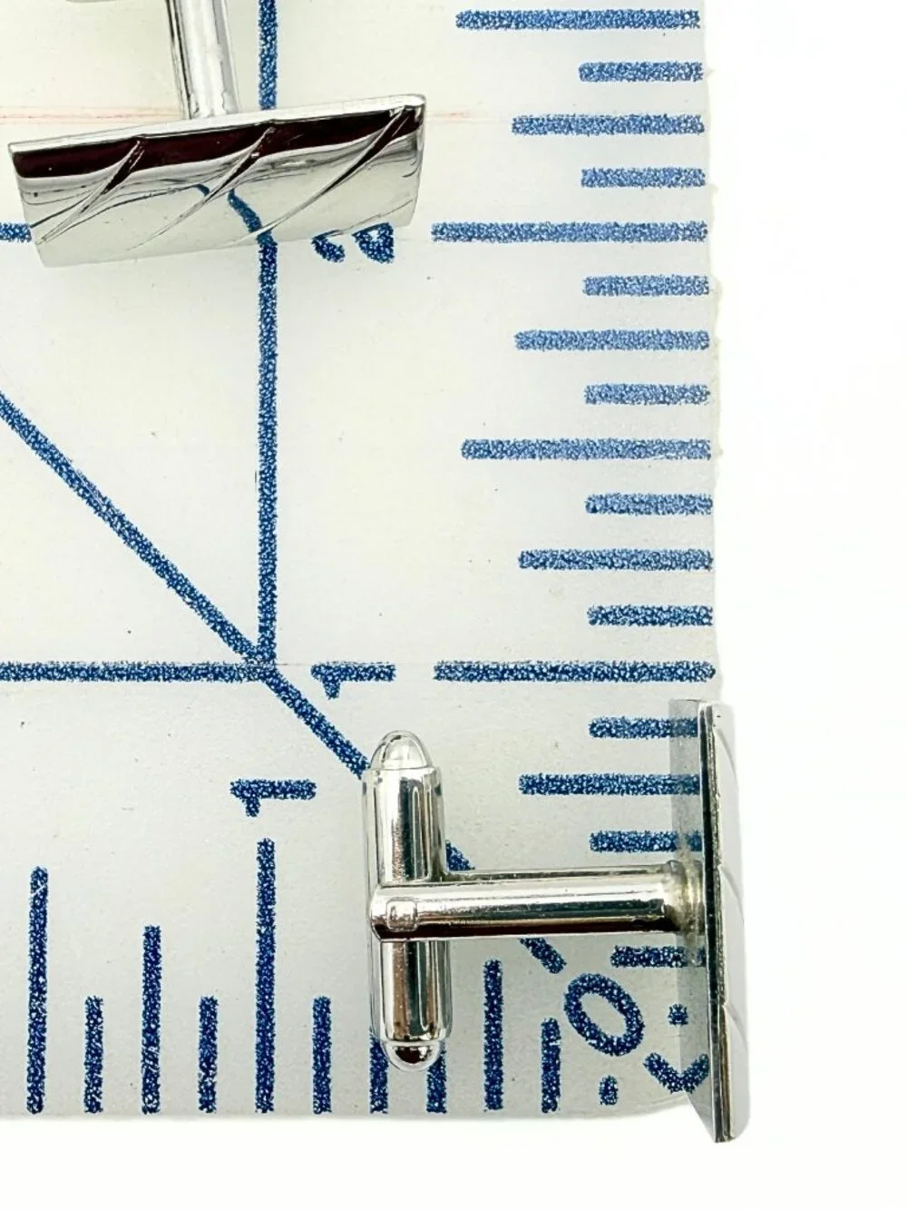 Handsome Rectangular Polished Silver Plated MCM Minimalist Cufflinks